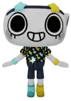 a stuffed animal with a black headband and a blue shirt with a star on it