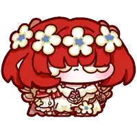 a cartoon of a girl with red hair and flowers in her hair