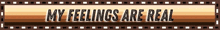 a banner that says " my feelings are real " on it