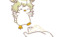 a drawing of a small bird with wings on its head