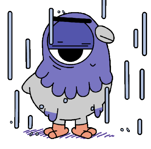 Annoyed Pigeon In The Rain Sticker - Bro Pigeon Raining Soaking Wet Stickers