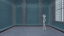 a stick figure in a yellow cape is being hit by a white beam