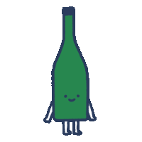 a cartoon illustration of a green bottle with arms and legs .