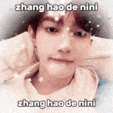 a picture of a young man with a caption that says zhang hao de nini zhang hao de nini