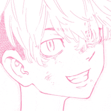 a close up of a person 's face with a smile on it