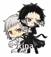 a cartoon of a man and a woman with the word kina below them