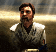 a cartoon character with a beard and a dirty shirt
