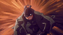 a cartoon drawing of a man wearing a mask and a jacket