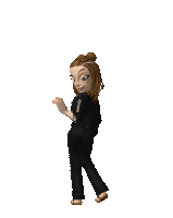 a cartoon character wearing a black jacket and black pants is dancing
