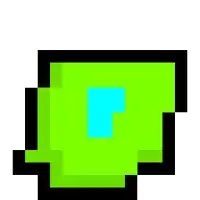 a pixel art of a green square with a blue rectangle in the middle .