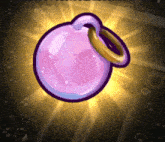 a purple item with a gold ring on it
