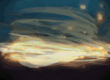 a painting of a swirl of light and smoke on a dark background