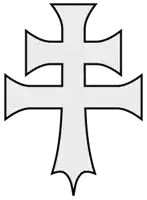 a black and white cross on a white background