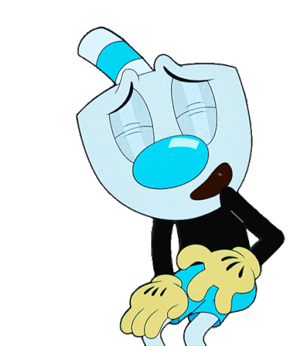 Chuckle Nervously Mugman Sticker - Chuckle Nervously Mugman The Cuphead Show Stickers