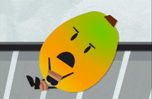 a cartoon illustration of a mango with a face