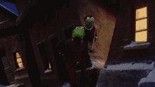 muppets kermit the frog walking happy singing