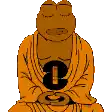 a cartoon drawing of a buddha with a dollar sign in his chest