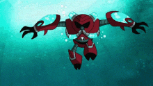 a cartoon robot is swimming in the water