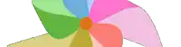 a colorful pinwheel with a yellow center