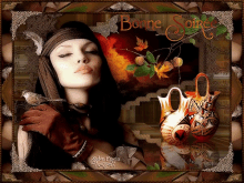a painting of a woman with a bird and the words bonne soiree