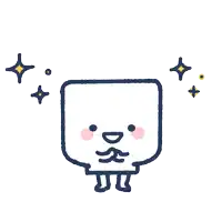 a drawing of a square with a face and a smile