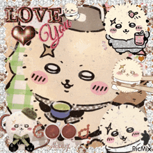 a collage of cartoon characters with the words love you on the top