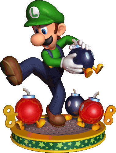 Luigi Dodge Bomb Sticker - Luigi Dodge Bomb Mario Party Stickers