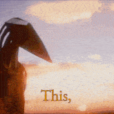 a picture of a sunset with the words " this " on the bottom