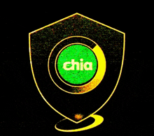 a shield with a green circle with the word chia on it