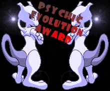 a psychic evolution award logo with two cats on it
