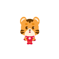 a cartoon tiger wearing a red cape with the word wow written below it