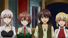a group of anime characters are standing next to each other and one of them is wearing a tie