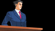 a man and a woman are standing at a podium
