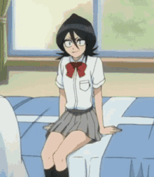 Rukia Kuchiki Kicking GIF - Rukia Kuchiki Kicking Sitting On Bed GIFs