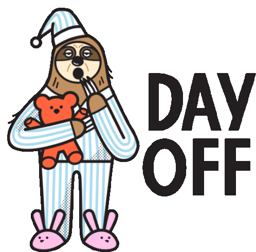Sloth In Pajamas Saying Day Off Sticker - Lethargic Bliss Day Off Tired Stickers