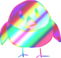 a colorful drawing of a bird with a rainbow colored beak