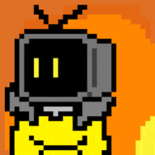 a pixel art drawing of a tv with antennas
