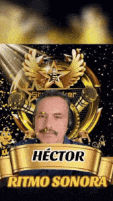a poster for hector ritmo sonora shows a man with headphones on
