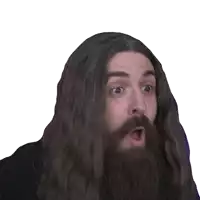 a man with long hair and a beard is surprised