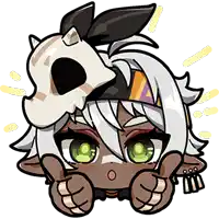 a cartoon of a girl with a skull on her head
