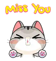a cartoon cat with the words miss you written above it