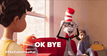 a poster for the cat in the hat shows a boy and a girl sitting on a couch