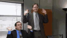 Hands Up GIF - The Office Michael Scott Dwight Schrute GIFs