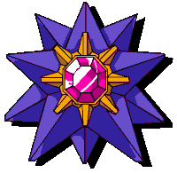 a purple star with a pink jewel in the middle