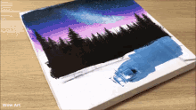 a painting of a night sky with the words wow art below