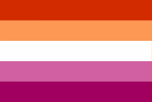 a lesbian flag with red , white and purple stripes .