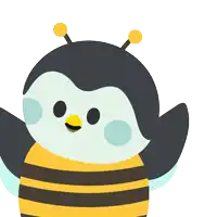 a cartoon drawing of a bee with a yellow beak