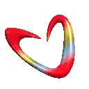a red , yellow , and blue heart with a white background