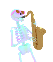Bones Skeleton Sticker - Bones Skeleton Saxophone Stickers