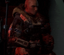 a man in a military uniform has the letter c on his sleeve